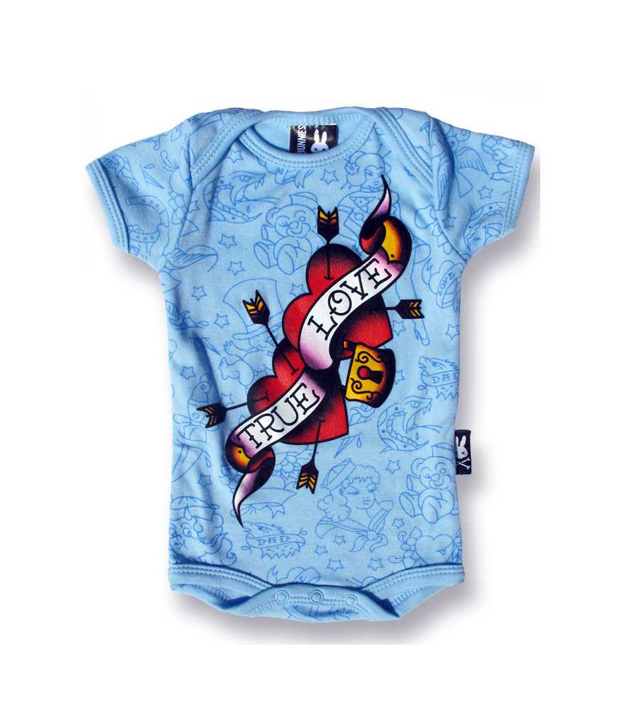 "True Love" Rockabilly Blue Onesie