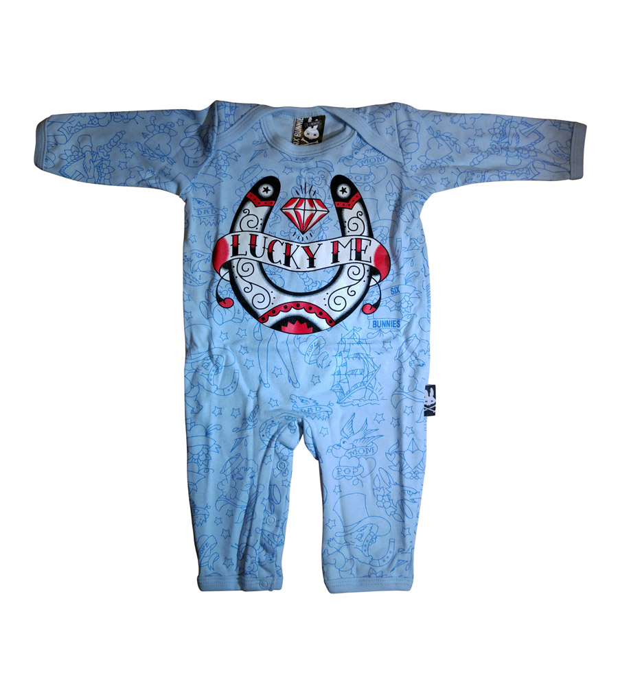 Blue "Lucky Me" Baby Onesie