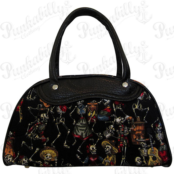 Black "Skulls Party" Rockabilly bowling bag