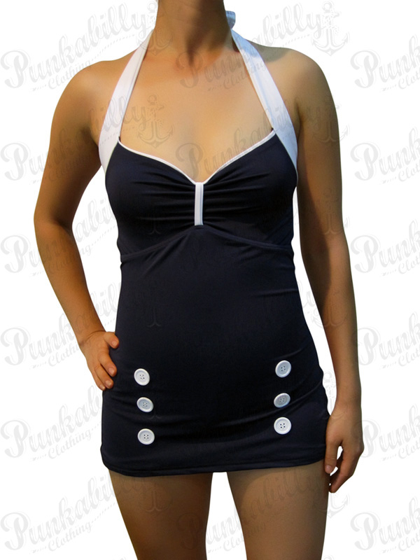 Navy Blue Vintage Swimsuit