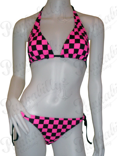 Checked Pink Rockabilly Bikini
