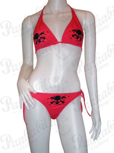 Punk Red Bikini with Skulls