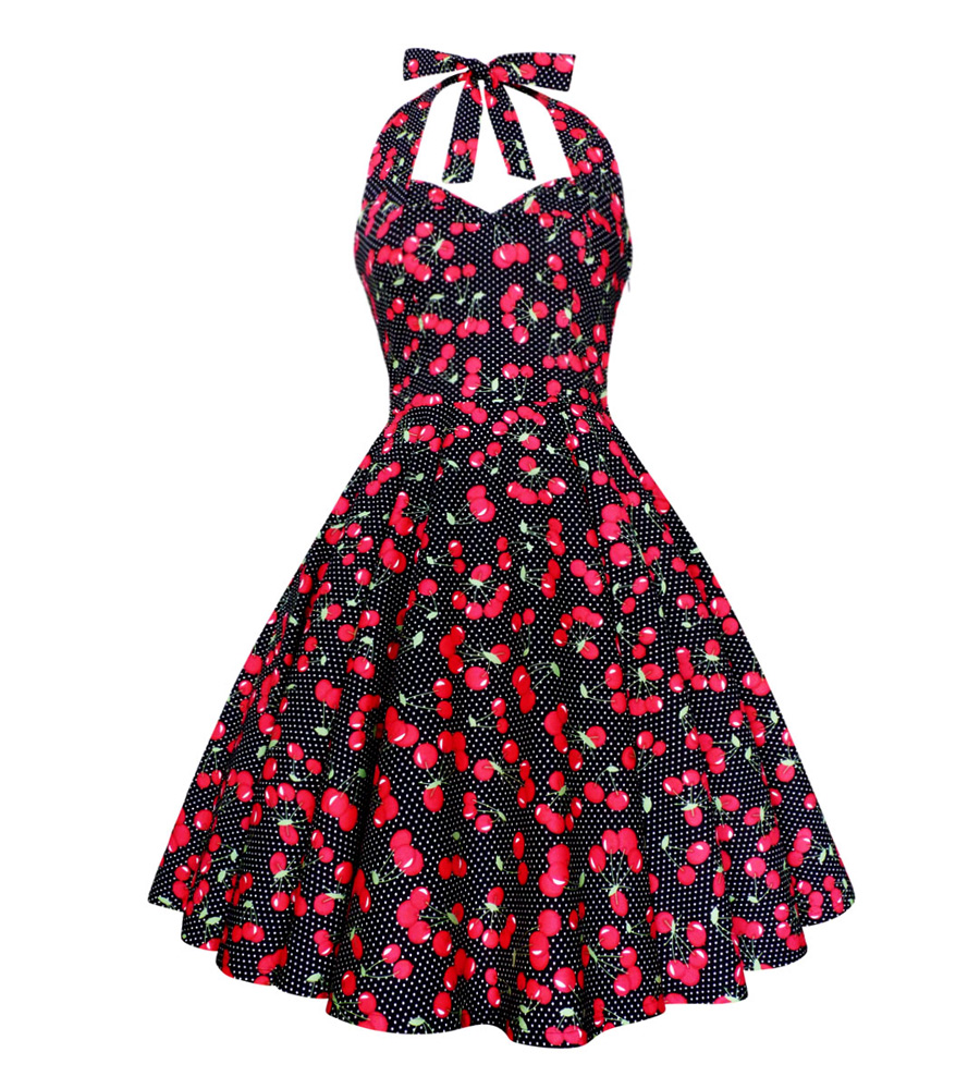 Polka Dots & Cherry black dress