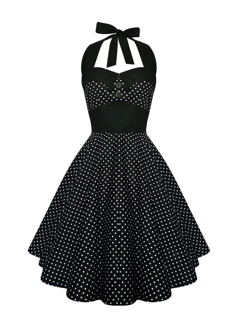 Classic black and white polka dot swing dress
