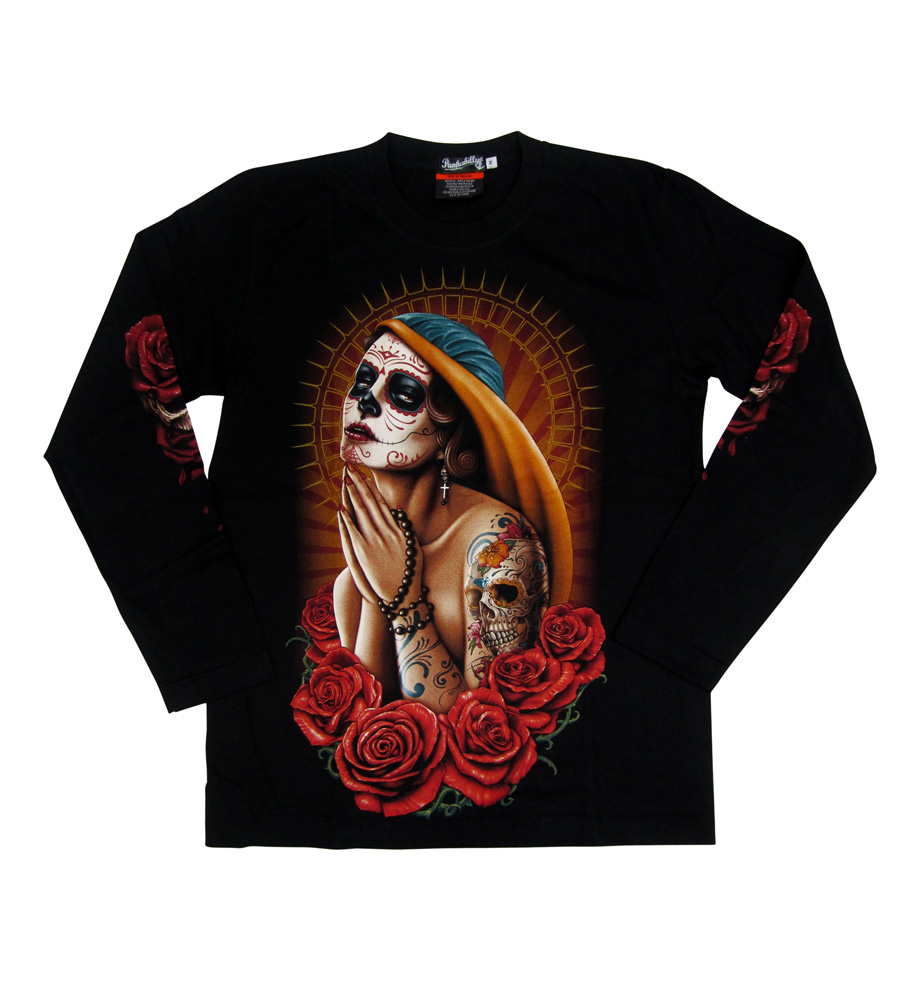 Praying Lady Tattoo Long Sleeves Men Shirt