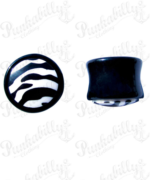 Black & White acrylic plug with enamel zebra design