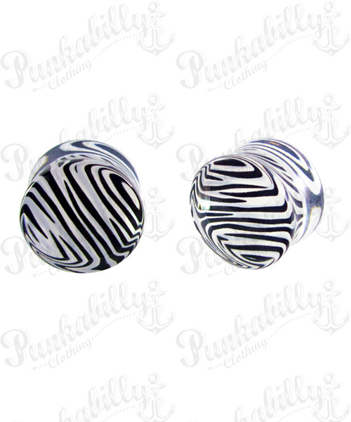 Black And White Acrylic Zebra Plug