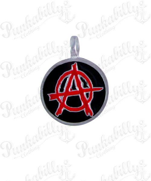 Round Pendant with Red Anarchy Symbol