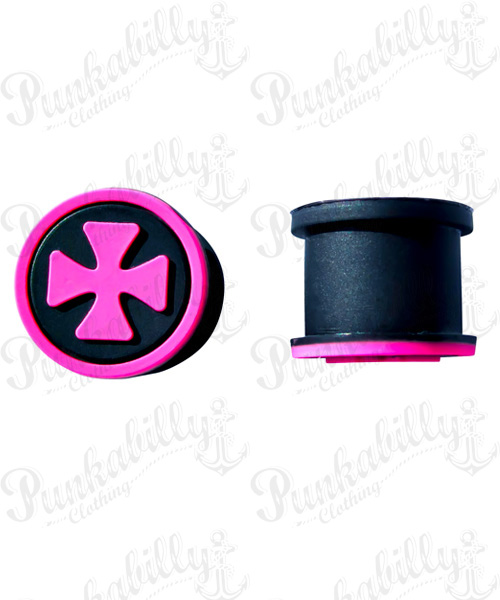 Pink Iron Cross Design Silicone Plug