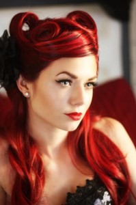 Pin up hairstyles: Passion color