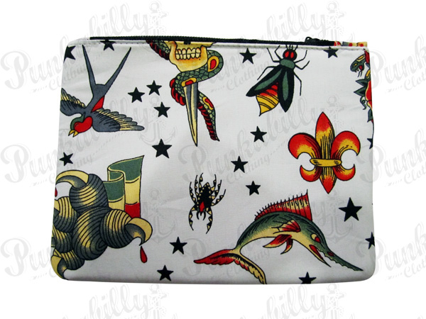 Light Blue Tattoo design Rockabilly Pouch