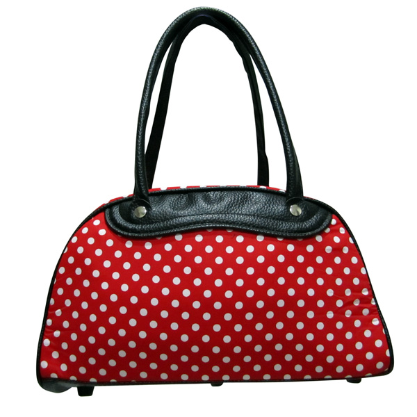 White Polka dots Red Rockabilly bowling Bag