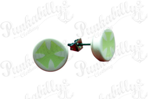 Glow In The Dark Iron Cross Ear Studs