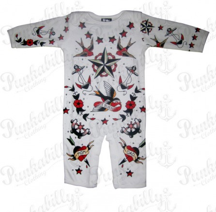 Old Scool Style Rockabilly Baby Onesie