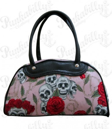 Pink Skulls & Roses Bowling Bag