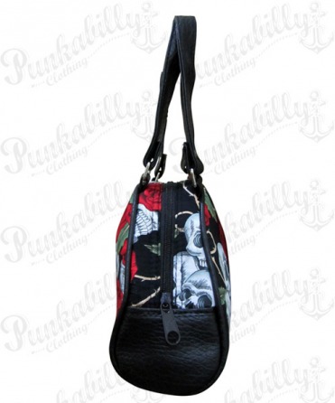 Black Skulls & Roses Mini Bowling Bag