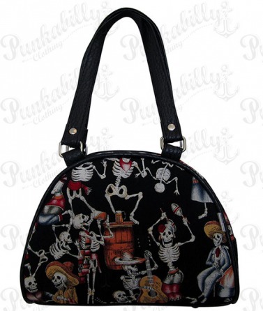 Black "Skulls Party" Mini bowling bag