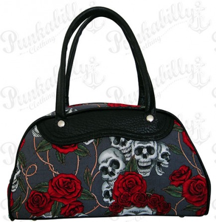 Gray Skulls & Roses Bowling Bag