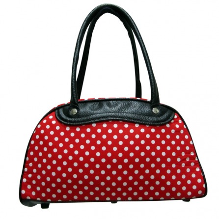 White Polka dots Red Rockabilly bowling Bag