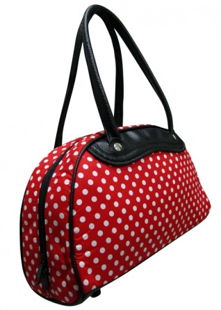 White Polka dots Red Rockabilly bowling Bag