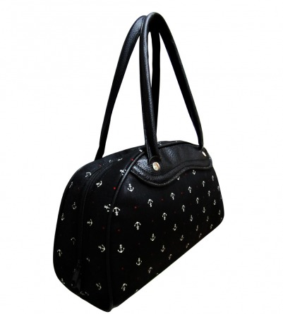 Anchor design black bowling bag