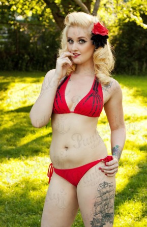 Red Skeleton Hands Punk Bikini