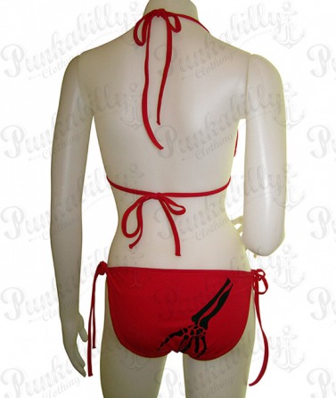 Red Skeleton Hands Punk Bikini