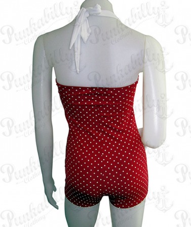 Red polka dots vintage swimwear