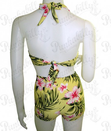 Yellow Hawaiian style Pin Up Bikini