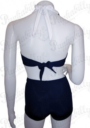 Navy Blue Vintage Pin Up Bikini.