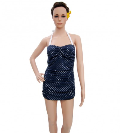 Pin Up Navy Blue with White Polka Dots swimsuit