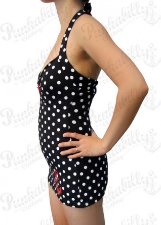 Black Pin Up Swimsuit with Polka Dots