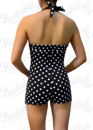 Black Pin Up Swimsuit with Polka Dots