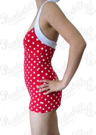 Red Pin Up Swimsuit with White Polka Dots