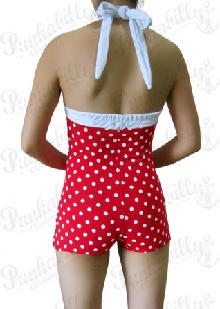 Red Pin Up Swimsuit with White Polka Dots