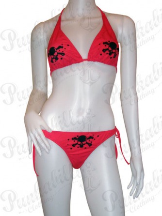 Punk Red Bikini with Skulls