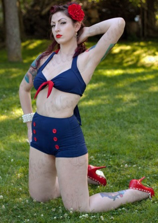 Navy Blue Vintage Rockabilly Bikini