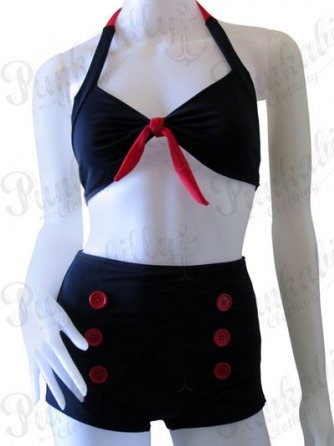 Navy Blue Vintage Rockabilly Bikini