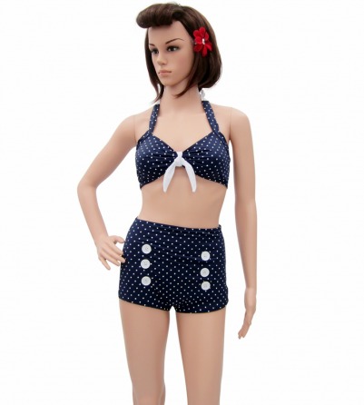 Polka Dots Navy Blue Vintage Rockabilly Bikini