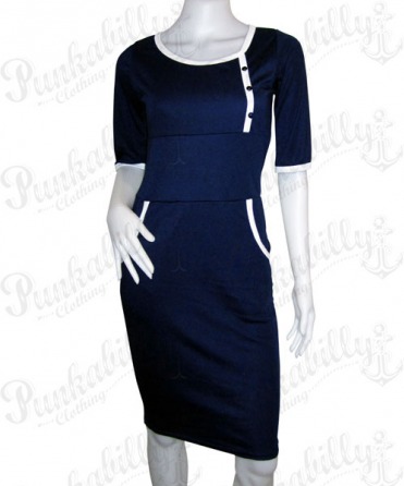 Navy Blue Rockabilly Dress