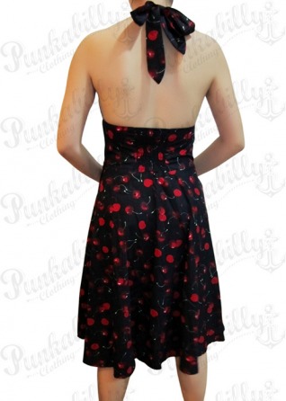 Black Rockabilly Dress with Cherry Print