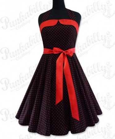 Black with red polka dots swing dress