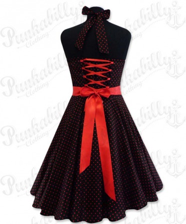 Black with red polka dots swing dress