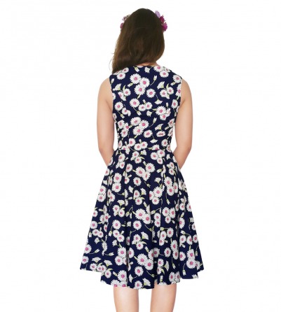 Pink & Navy Floral Summer Dress