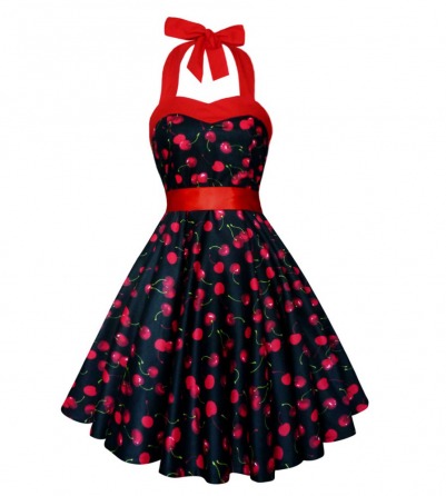 Classic cherry print halter dress