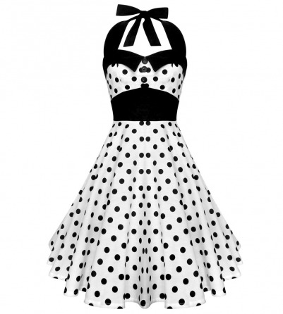 White Helter Dress with black polka dots