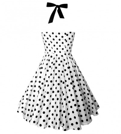 White Helter Dress with black polka dots