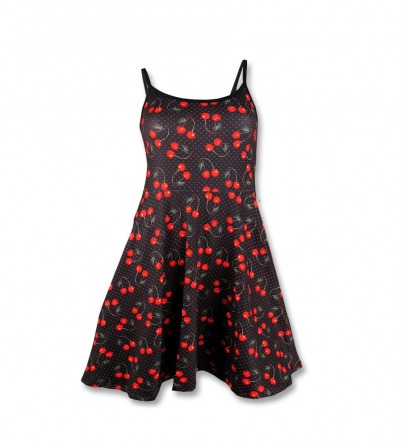 Spaghetti Strap Skater Cherries Dress