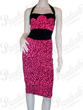 Pink Rockabilly Leopard Dress