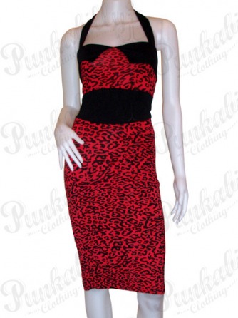 Red Rockabilly Leopard Dress